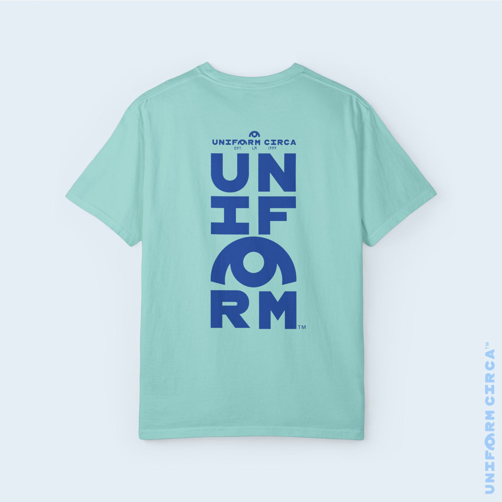UC HALF STACK | Crewneck T-Shirt | Blue Print | Bold Minimalist Design