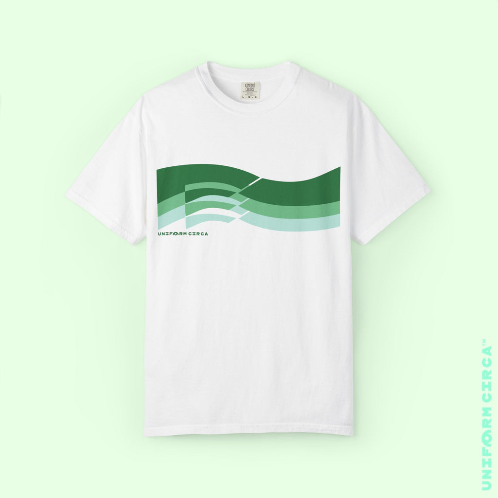 TRI-WAVE GREENS | Crewneck T-Shirt | Printed Unisex Garment-Dyed Graphic Tee