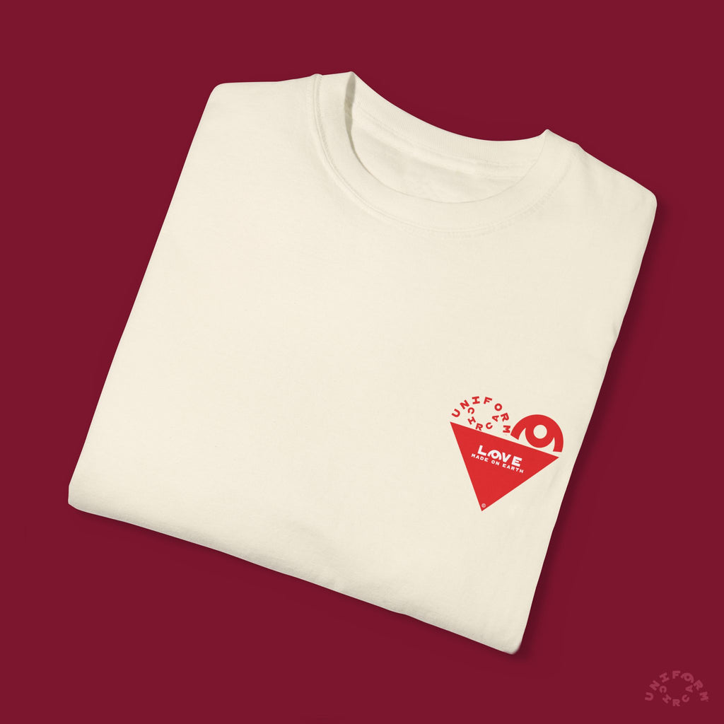 HEART WORK Crewneck T-Shirt | Printed Red