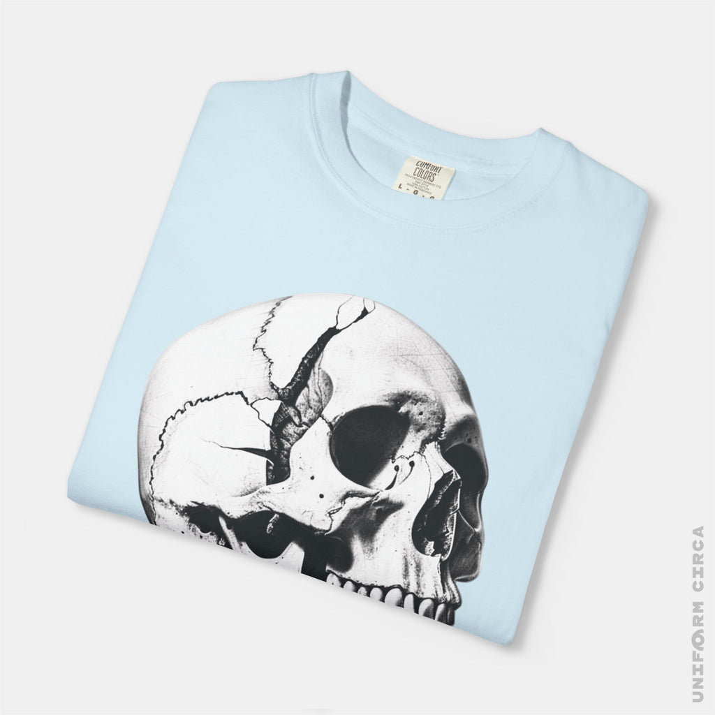SKULL & BOARDS CREWNECK T-SHIRT | Printed Unisex Garment-Dyed Graphic Tee