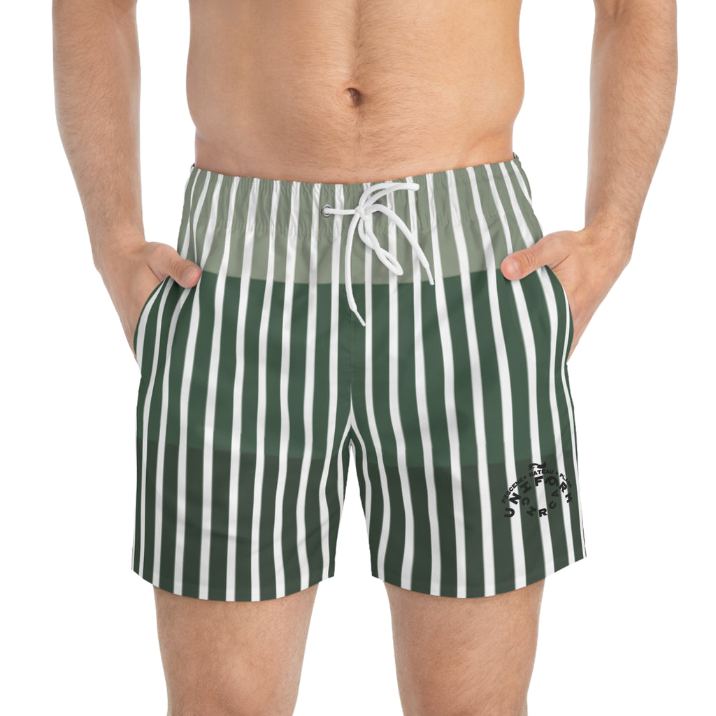 FADER | SWIM TRUNKS | Striped Greens/White | Printed