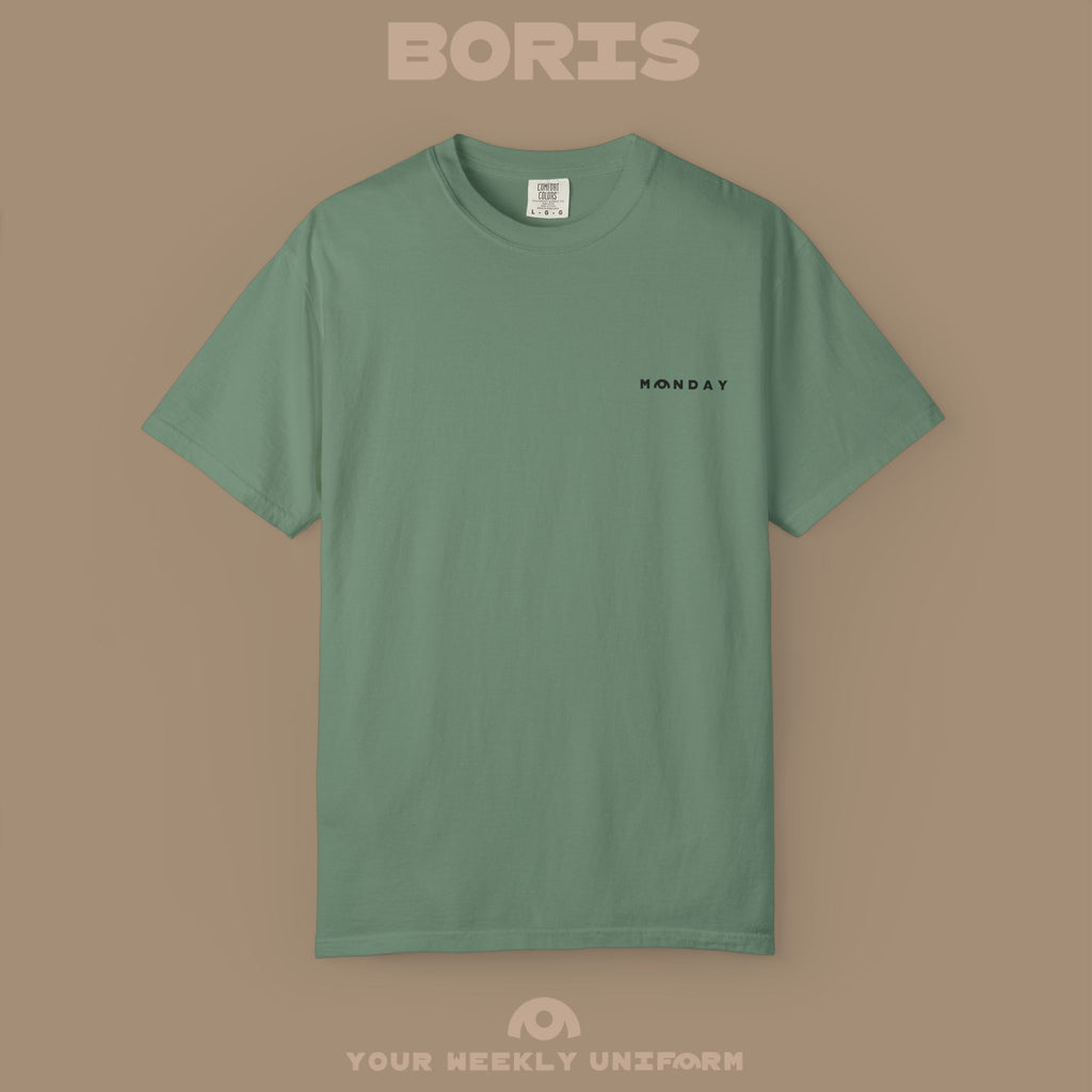 BORIS MONDAY CREWNECK T-SHIRT | PRINTED BLACK