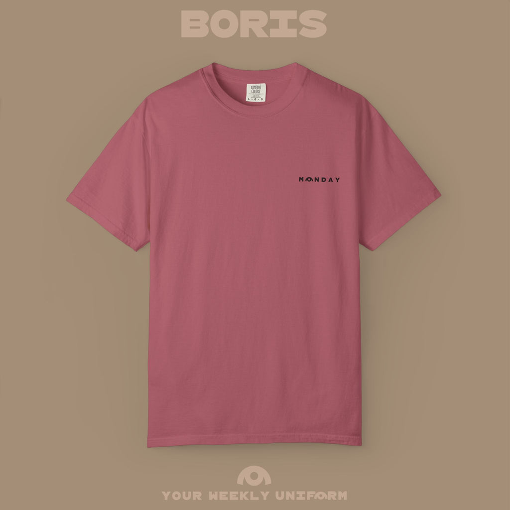 BORIS MONDAY CREWNECK T-SHIRT | PRINTED BLACK