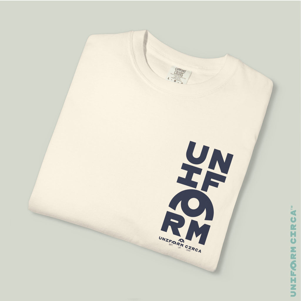UC HALF STACK | Crewneck T-Shirt | Printed Navy