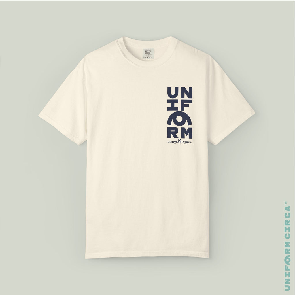 UC HALF STACK | Crewneck T-Shirt | Printed Navy