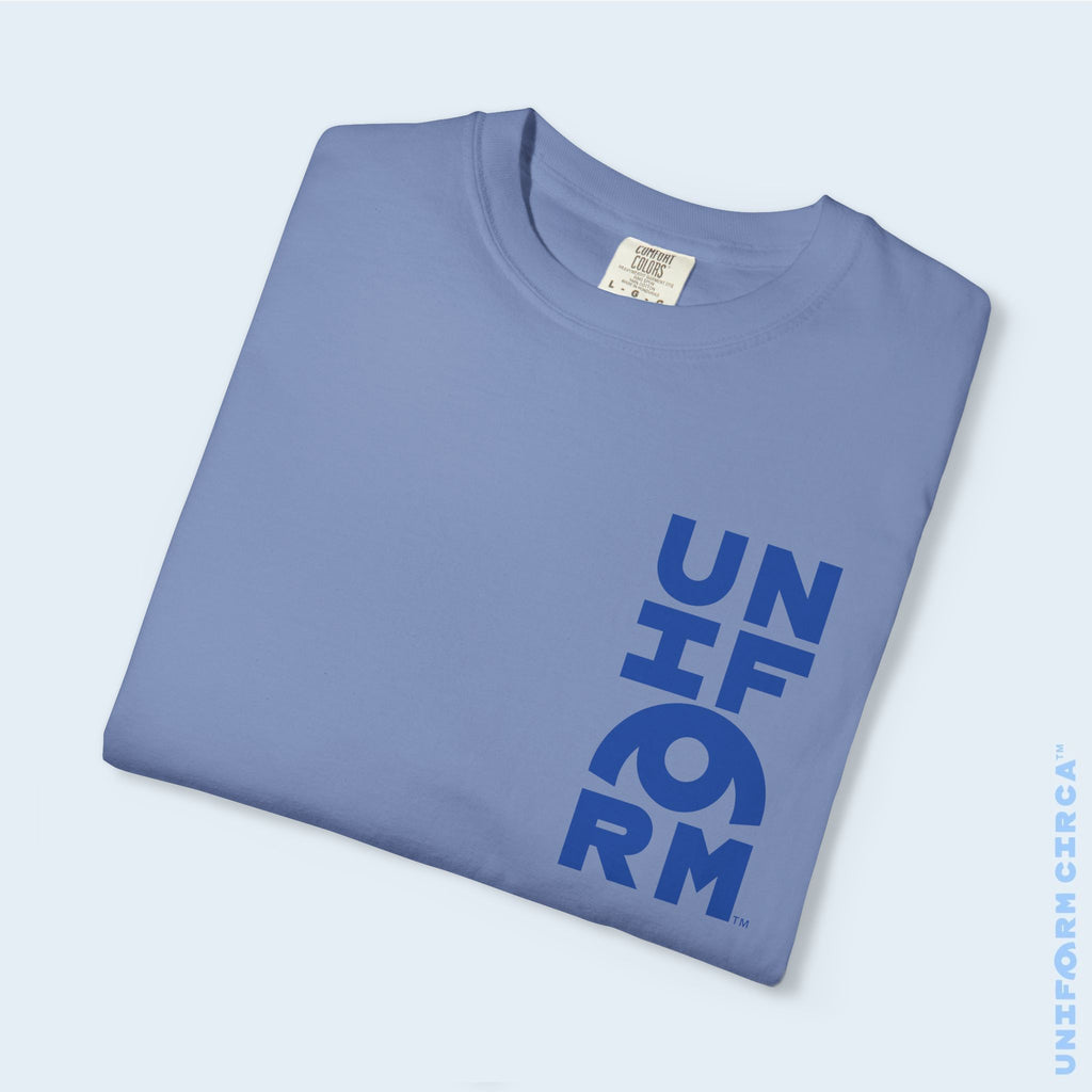UC HALF STACK | Crewneck T-Shirt | Blue Print | Bold Minimalist Design