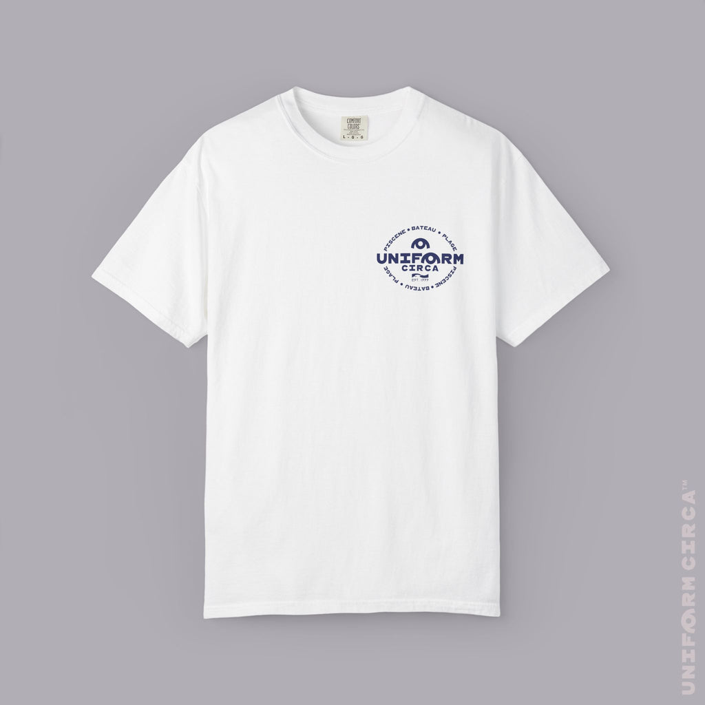 Copy of UC AQUA BADGE | NAVY & DOVE GREY | CREWNECK T-SHIRT | Printed