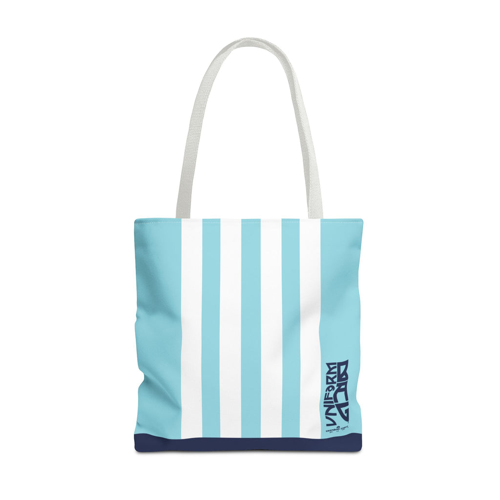 RACER JR. BAG | SKY BLUE/WHITE/NAVY | Stylish Minimalist Tote Bag, Eco-Friendly Shopping Bag, Chic Carryall, Reusable Tote, Fashionable Beach Bag, Trendy Everyday Essentials