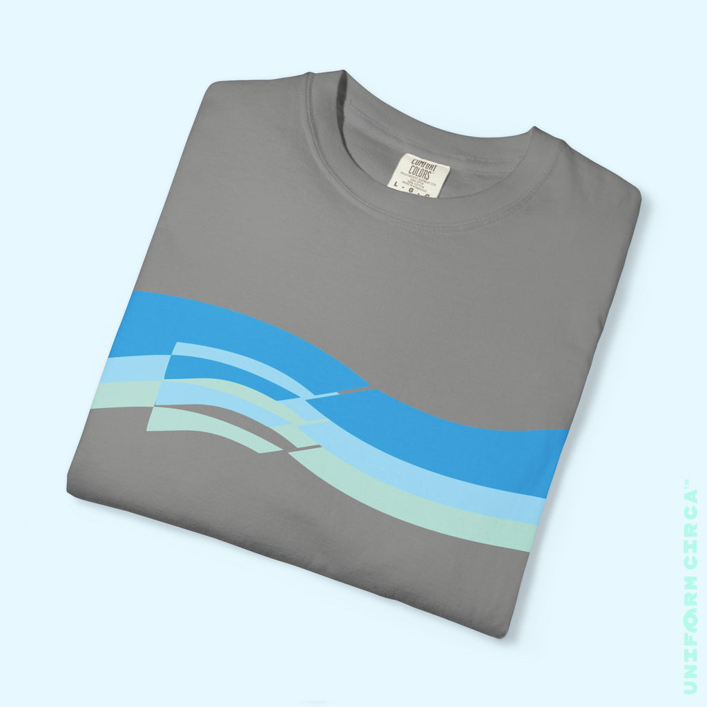 TRI-WAVE BLUES | Crewneck T-Shirt | Printed Unisex Garment-Dyed Graphic Tee