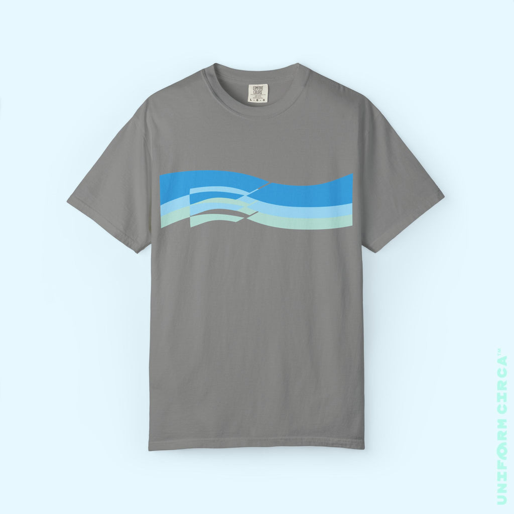 TRI-WAVE BLUES | Crewneck T-Shirt | Printed Unisex Garment-Dyed Graphic Tee