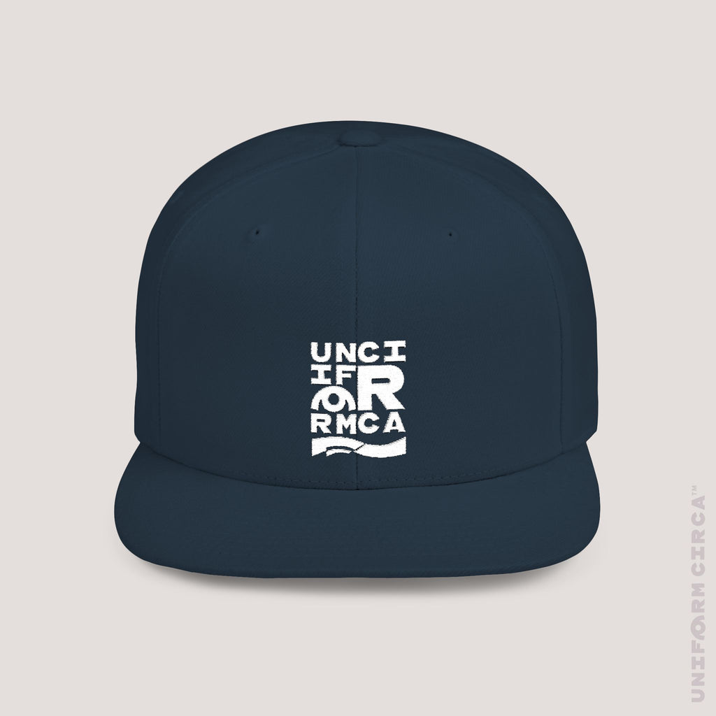 UC BOX STITCH | Embroidered White | Flat Bill Snapback
