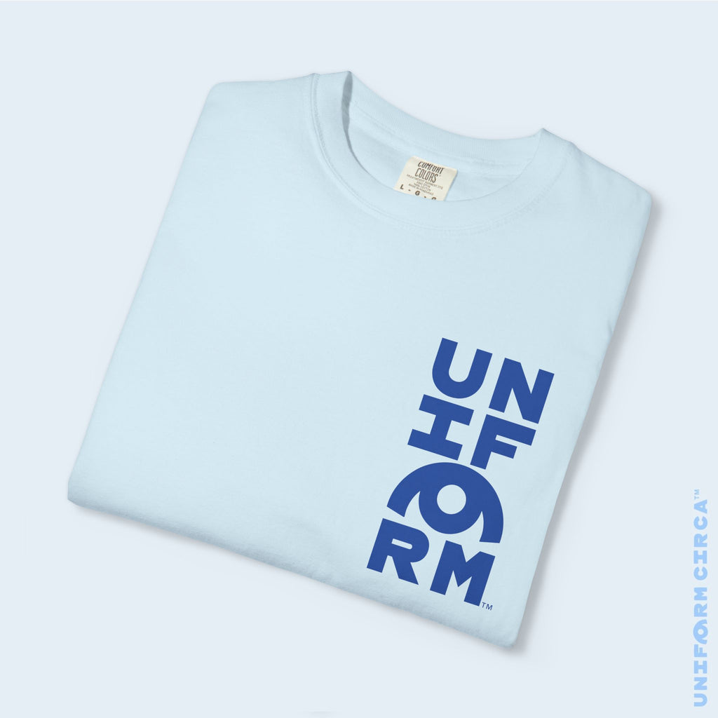 UC HALF STACK | Crewneck T-Shirt | Blue Print | Bold Minimalist Design