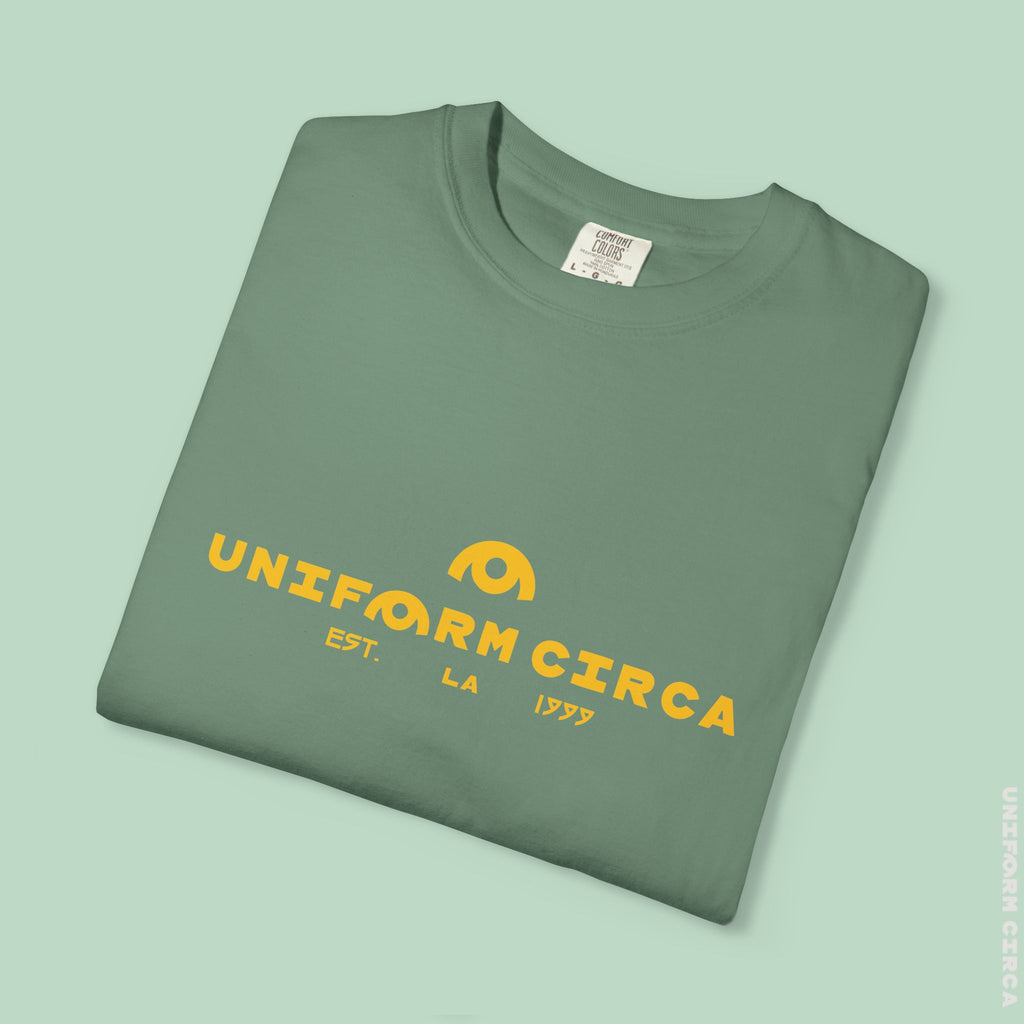 OYSTER ALL WORDMARK  | CREWNECK T-SHIRT | PRINTED YELLOW | Bold Minimalist Design