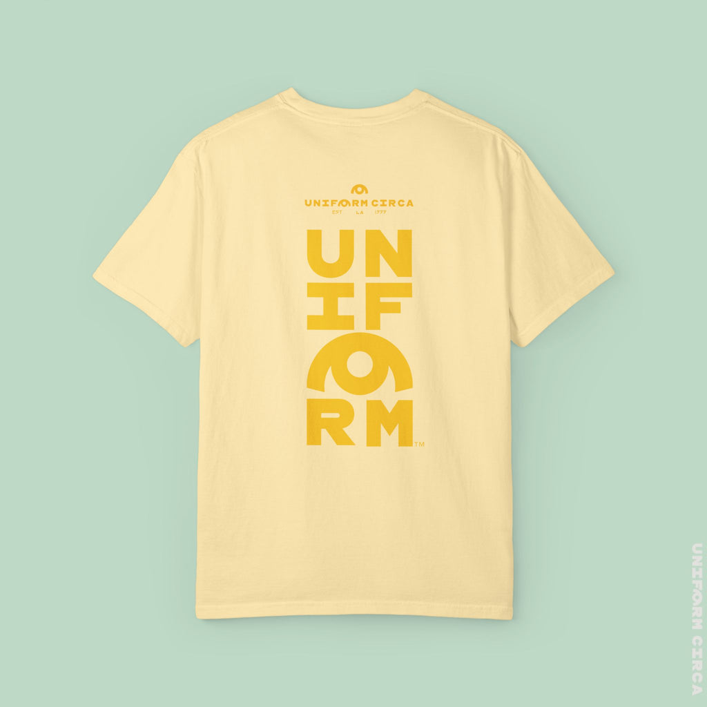 OYSTER ALL WORDMARK  | CREWNECK T-SHIRT | PRINTED YELLOW | Bold Minimalist Design