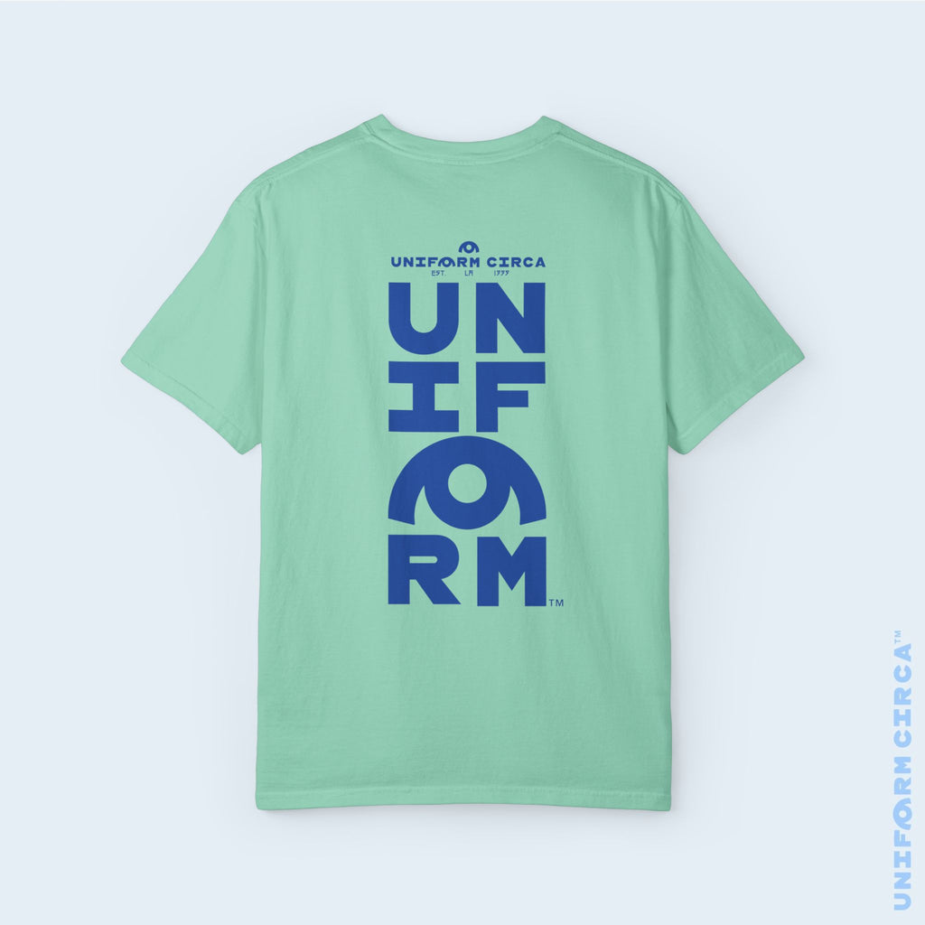 UC HALF STACK | Crewneck T-Shirt | Blue Print | Bold Minimalist Design