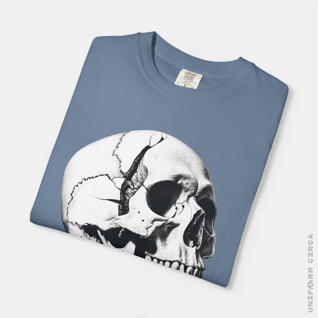 SKULL & BOARDS CREWNECK T-SHIRT | Printed Unisex Garment-Dyed Graphic Tee
