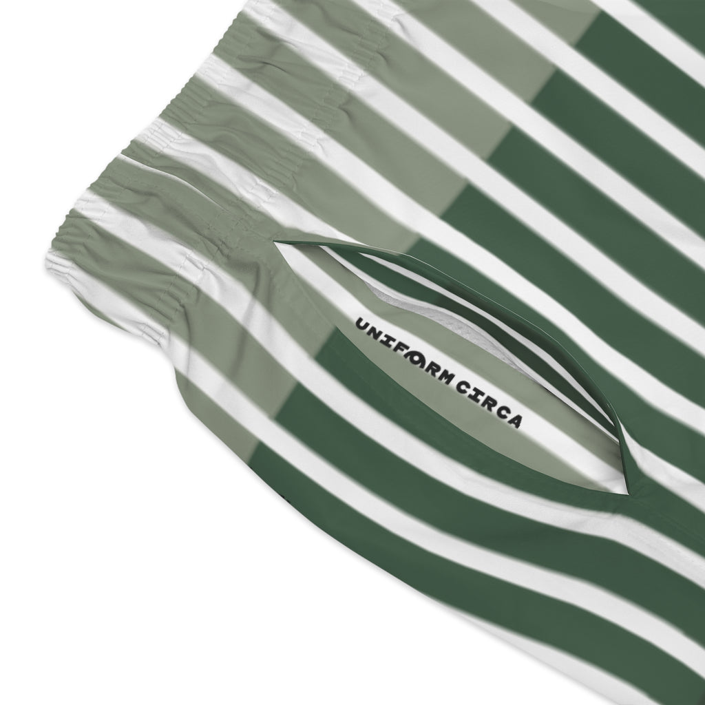 FADER | SWIM TRUNKS | Striped Greens/White | Printed