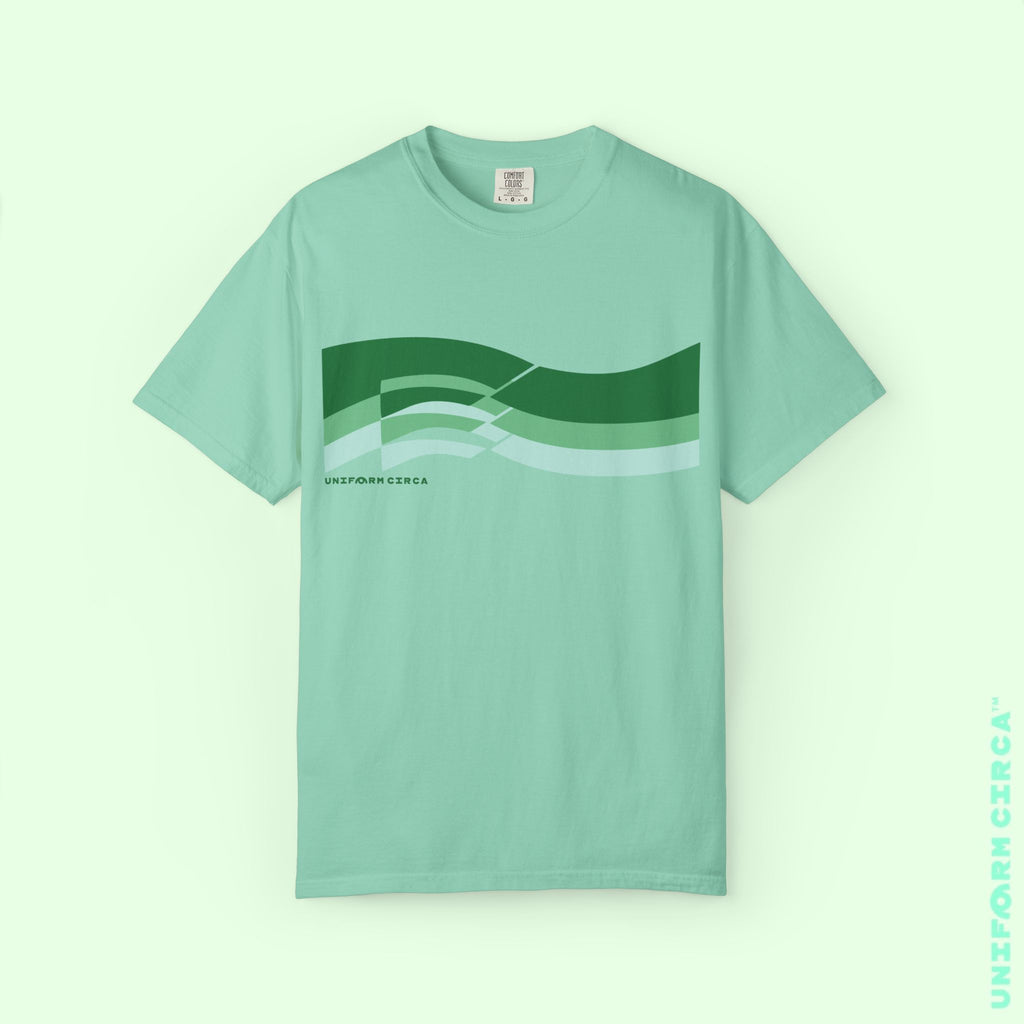 TRI-WAVE GREENS | Crewneck T-Shirt | Printed Unisex Garment-Dyed Graphic Tee