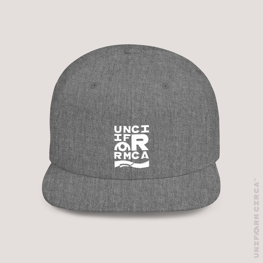 UC BOX STITCH | Embroidered White | Flat Bill Snapback
