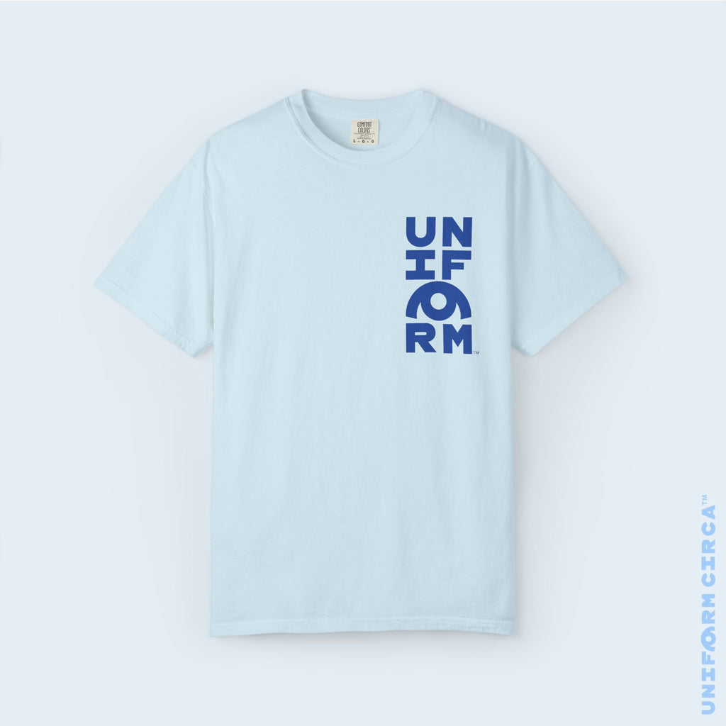 UC HALF STACK | Crewneck T-Shirt | Blue Print | Bold Minimalist Design