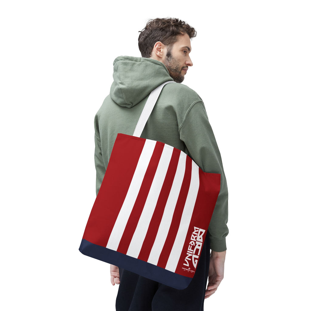 RACER JR. BAG | NAVY/WHITE/RED | Stylish Minimalist Tote Bag, Eco-Friendly Shopping Bag, Chic Carryall, Reusable Tote, Fashionable Beach Bag, Trendy Everyday Essentials