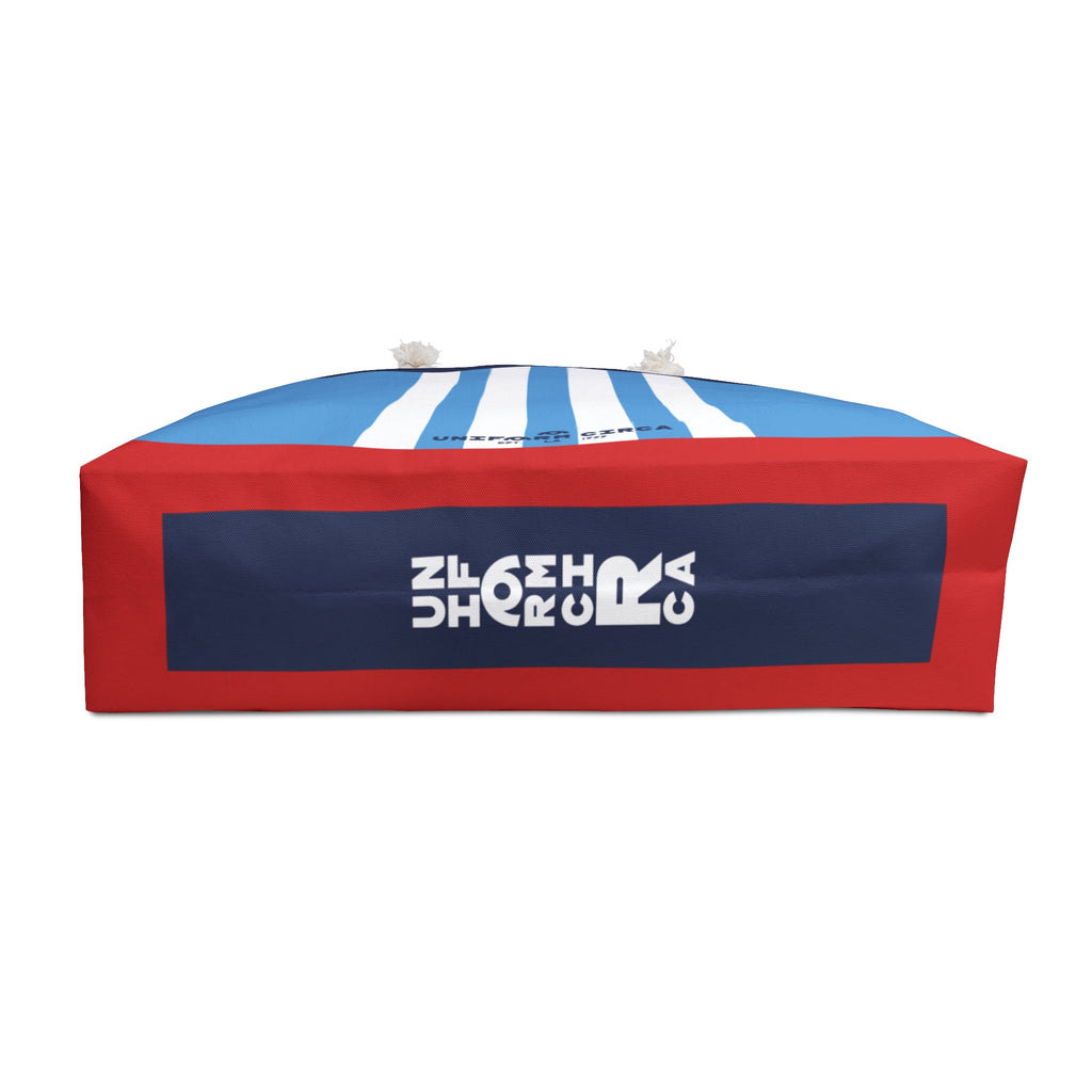 THE NIKKI RACER MAX BAG | BLUE/WHITE/RED | Stylish Travel Tote, Gym Bag, Beach Bag, Personalized Gift, Spacious Weekend Accessories