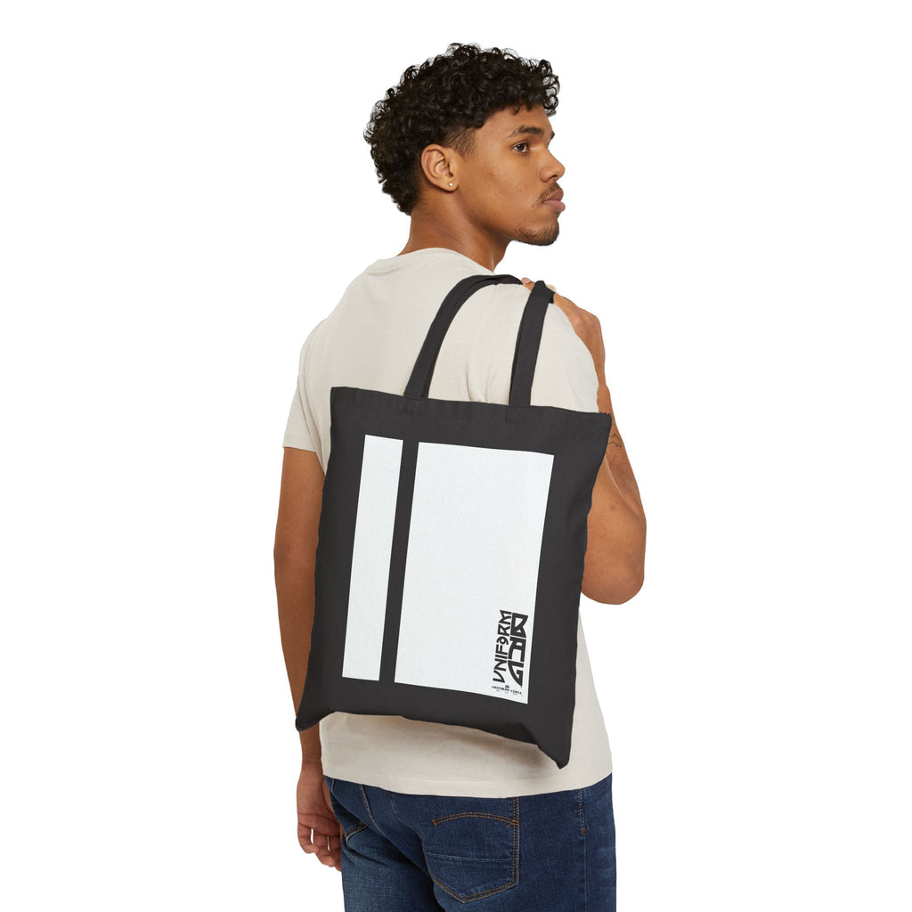 PINSTRIPE MAGAZINE BAG | WHITE | Stylish Cotton Canvas Tote Bag for Everyday Use, Reusable Shopping Bag, Eco-Friendly Gift, Graphic Tote, Fashion Accessories
