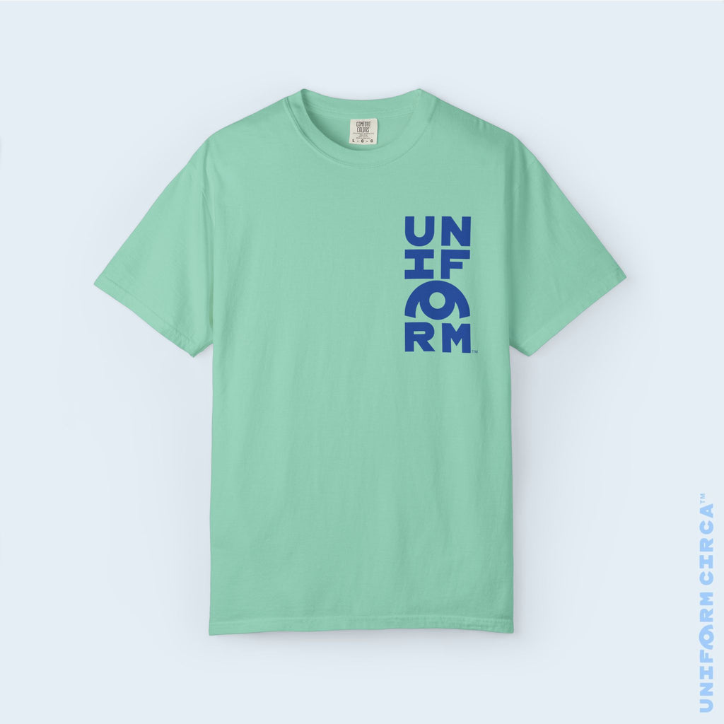 UC HALF STACK | Crewneck T-Shirt | Blue Print | Bold Minimalist Design