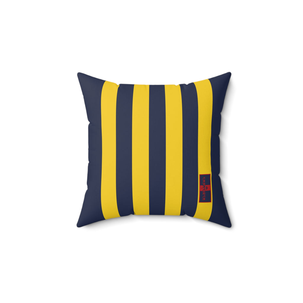 CASACIRCA | RACING STRIPES PILLOW | NAVY/YELLOW | Stylish Faux Suede Pillow - Stripes, Home Decor, Cozy Living Room, Gift Idea, Nautical Theme, Interior Design Accents