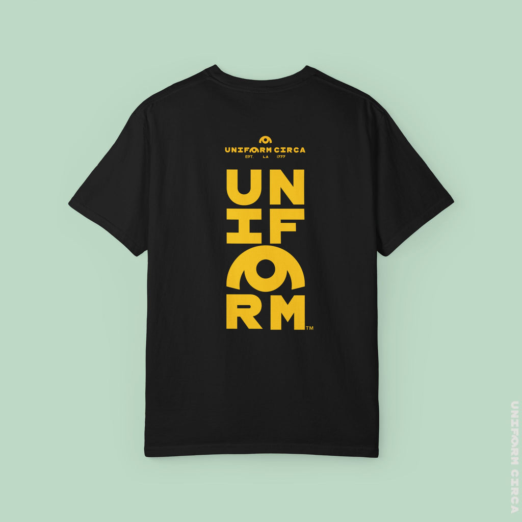 OYSTER ALL WORDMARK  | CREWNECK T-SHIRT | PRINTED YELLOW | Bold Minimalist Design
