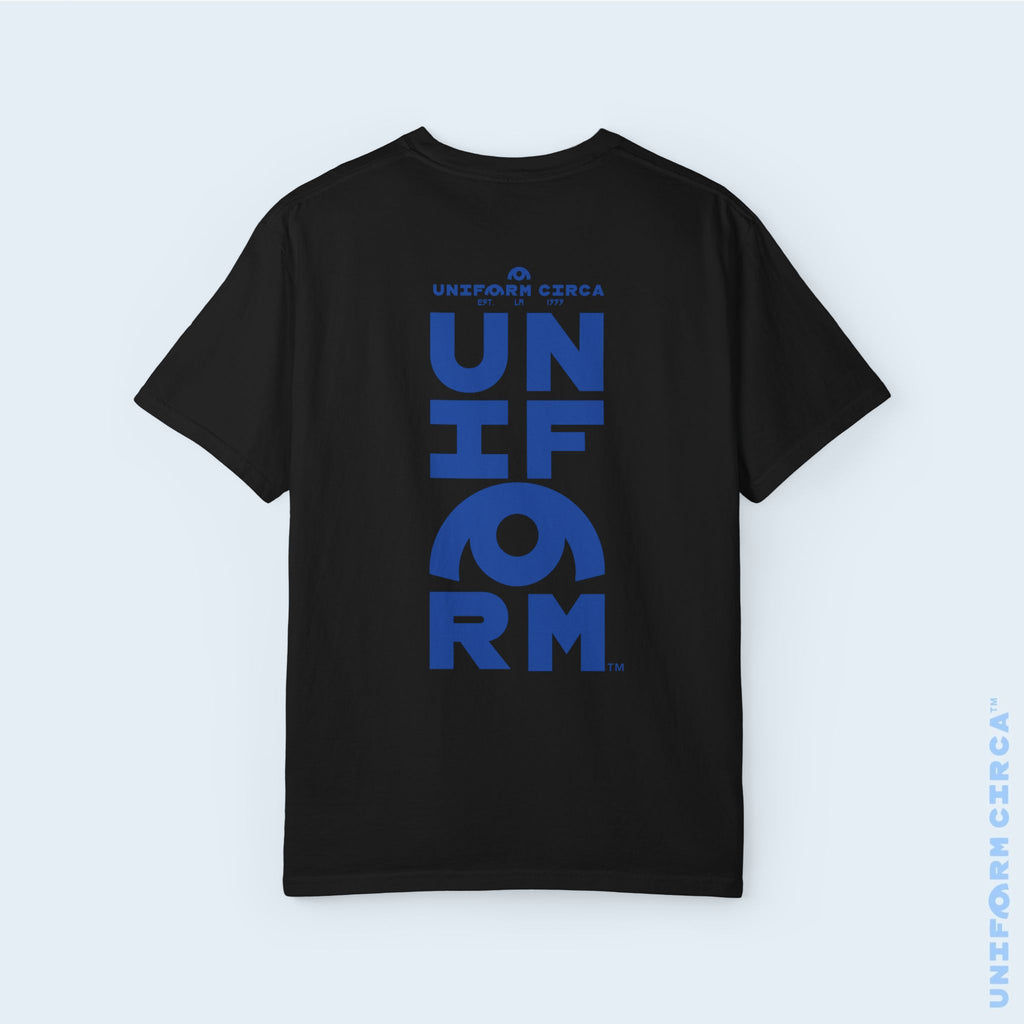 UC HALF STACK | Crewneck T-Shirt | Blue Print | Bold Minimalist Design