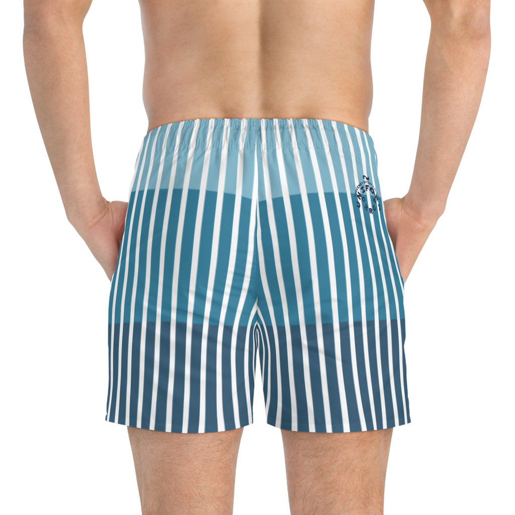 FADER SWIM TRUNKS | Striped Blues/White | Printed