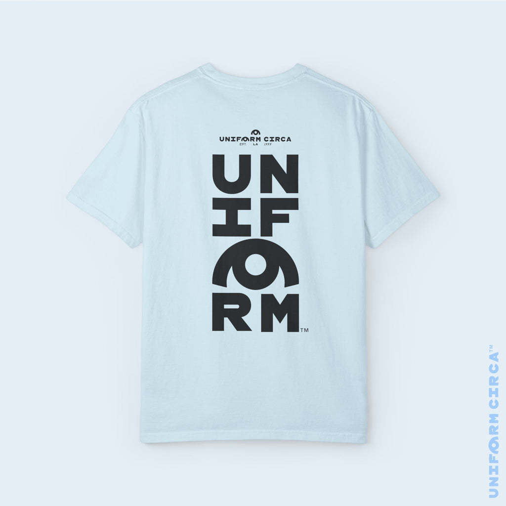 UNIFORM CENTER STACK | Crewneck T-Shirt | Printed Black | Bold Minimalist Design