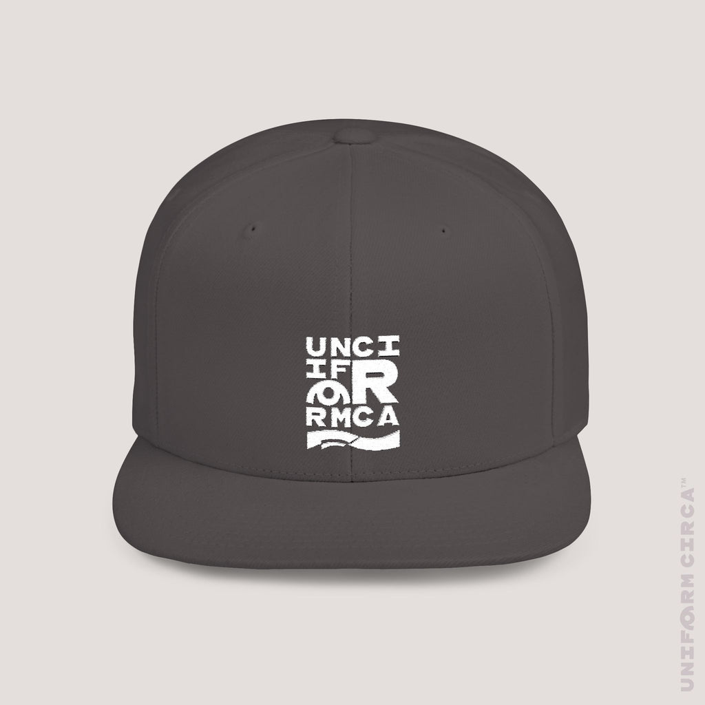 UC BOX STITCH | Embroidered White | Flat Bill Snapback