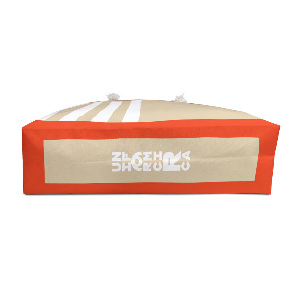 EDGE RACER MAX BAG | TAN/WHITE/ORANGE | Stylish Travel Tote, Gym Bag, Beach Bag, Personalized Gift, Spacious Weekend Accessories
