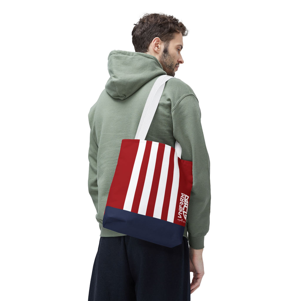 RACER JR. BAG | NAVY/WHITE/RED | Stylish Minimalist Tote Bag, Eco-Friendly Shopping Bag, Chic Carryall, Reusable Tote, Fashionable Beach Bag, Trendy Everyday Essentials