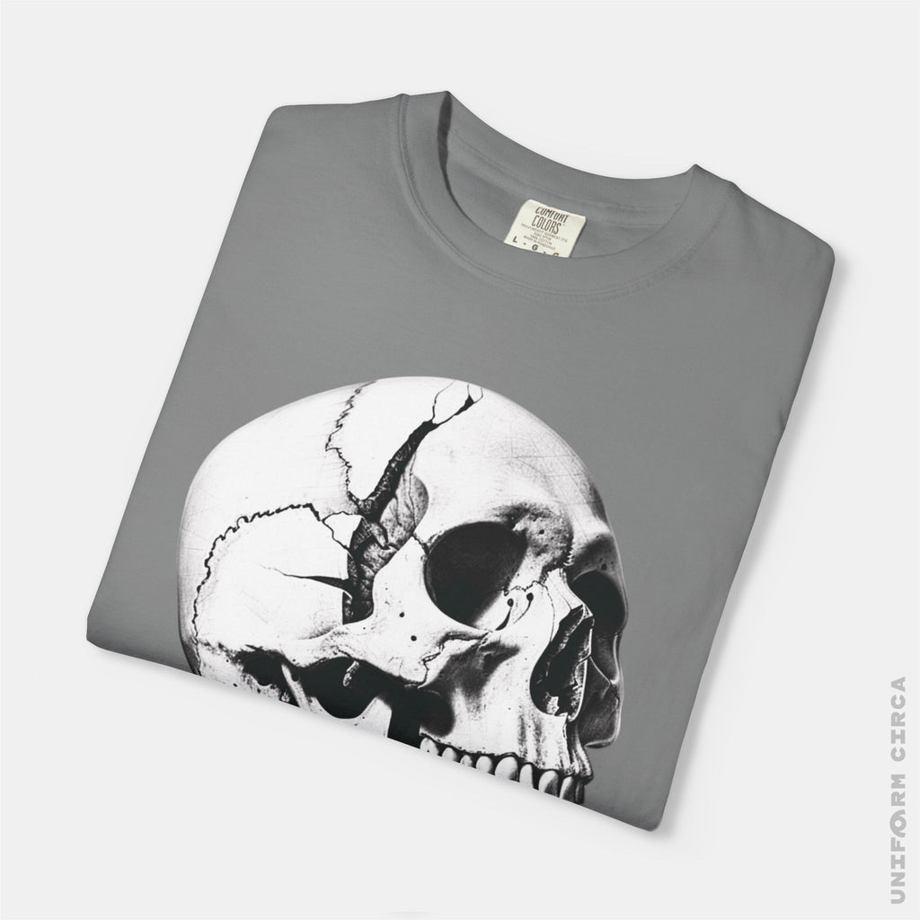 SKULL & BOARDS CREWNECK T-SHIRT | Printed Unisex Garment-Dyed Graphic Tee