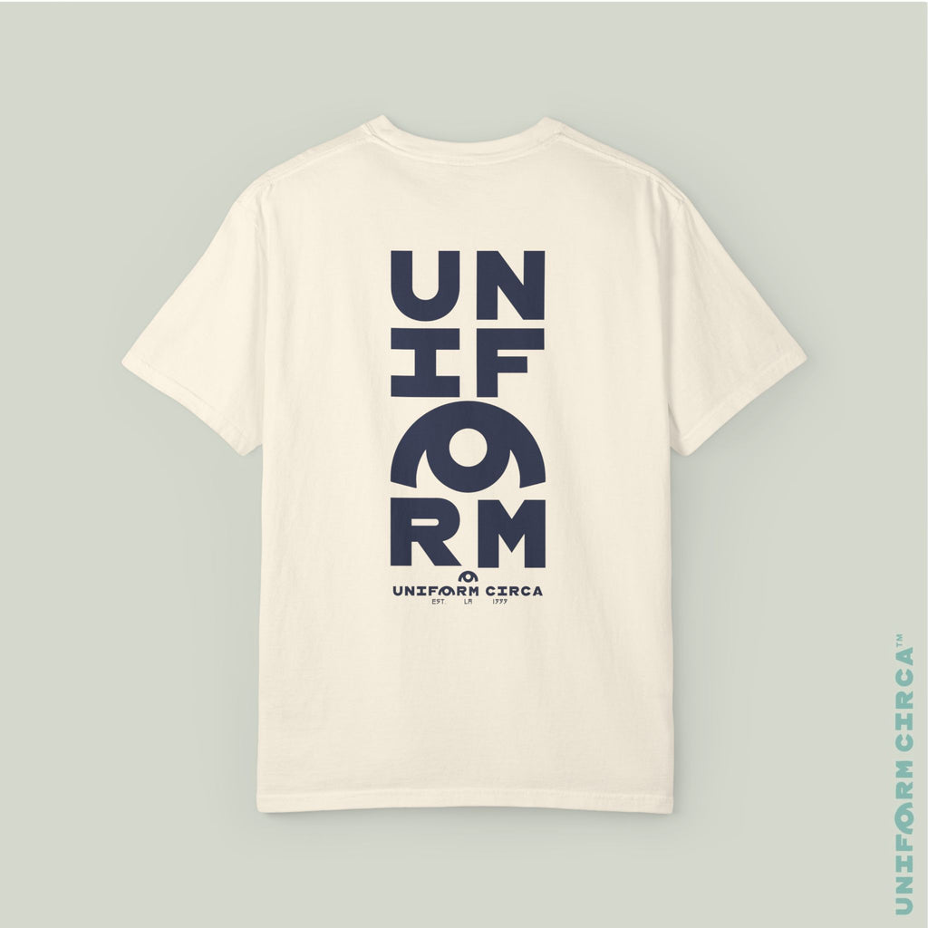 UC HALF STACK | Crewneck T-Shirt | Printed Navy
