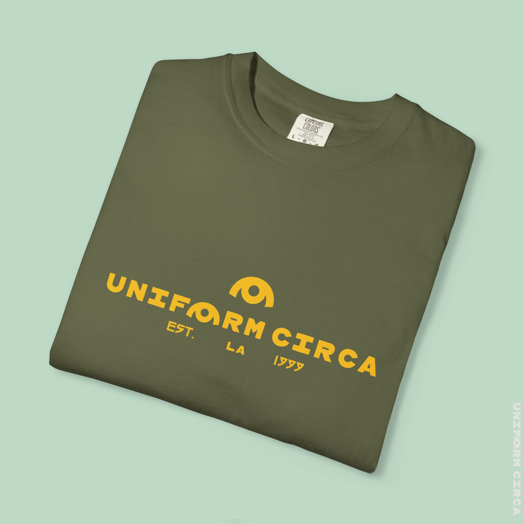 OYSTER ALL WORDMARK  | CREWNECK T-SHIRT | PRINTED YELLOW | Bold Minimalist Design
