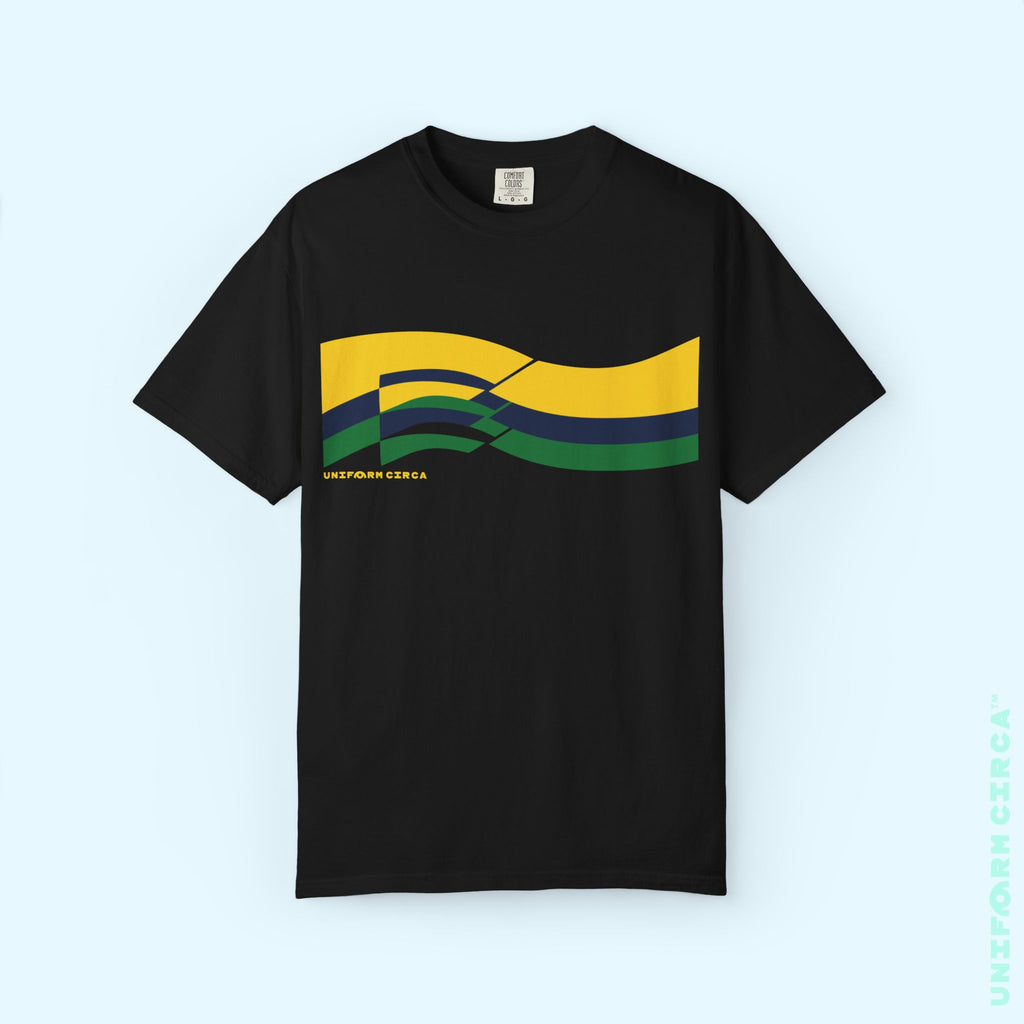 TRI-WAVE BLUES | Crewneck T-Shirt | Printed Unisex Garment-Dyed Graphic Tee
