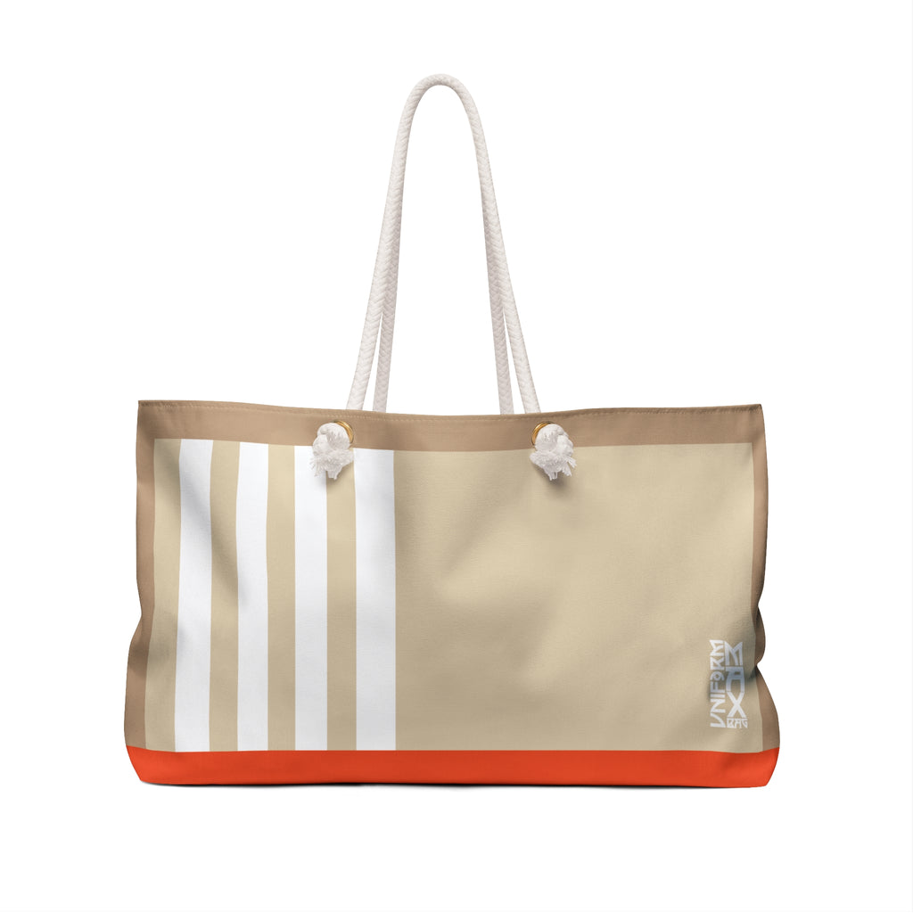 EDGE RACER MAX BAG | TAN/WHITE/ORANGE | Stylish Travel Tote, Gym Bag, Beach Bag, Personalized Gift, Spacious Weekend Accessories