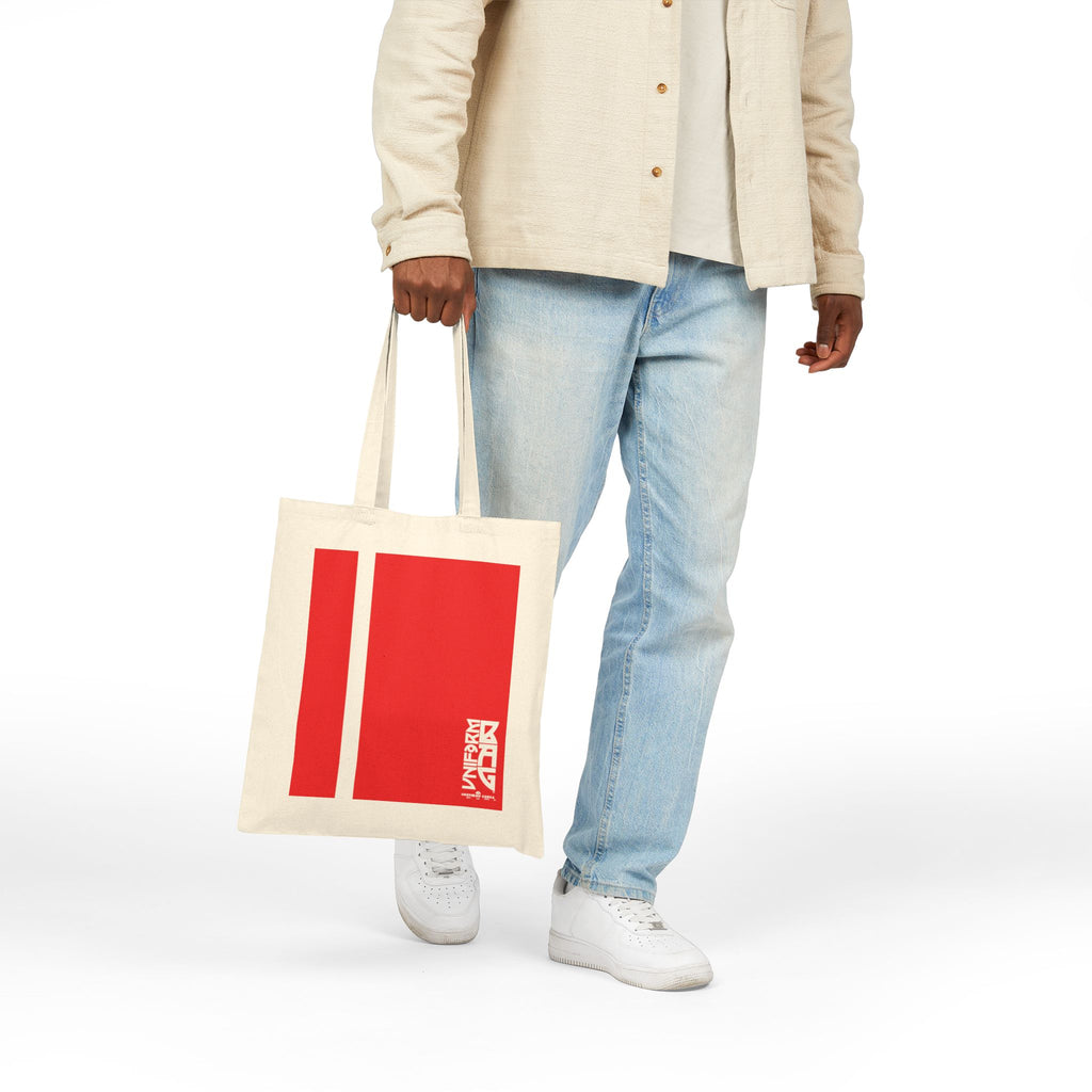 PINSTRIPE MAGAZINE BAG | RED | Stylish Cotton Canvas Tote Bag for Everyday Use, Reusable Shopping Bag, Eco-Friendly Gift, Graphic Tote, Fashion Accessories