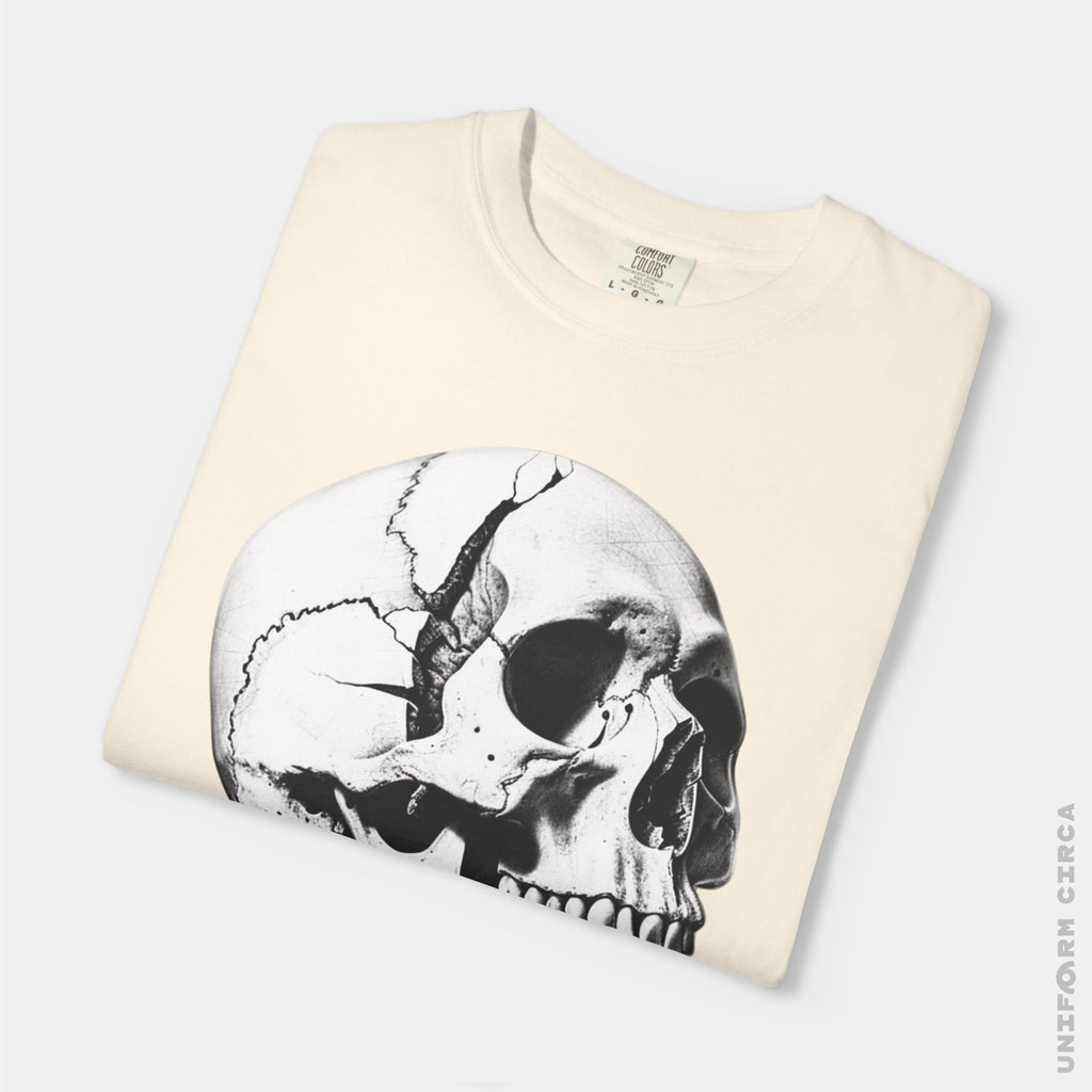 SKULL & BOARDS CREWNECK T-SHIRT | Printed Unisex Garment-Dyed Graphic Tee