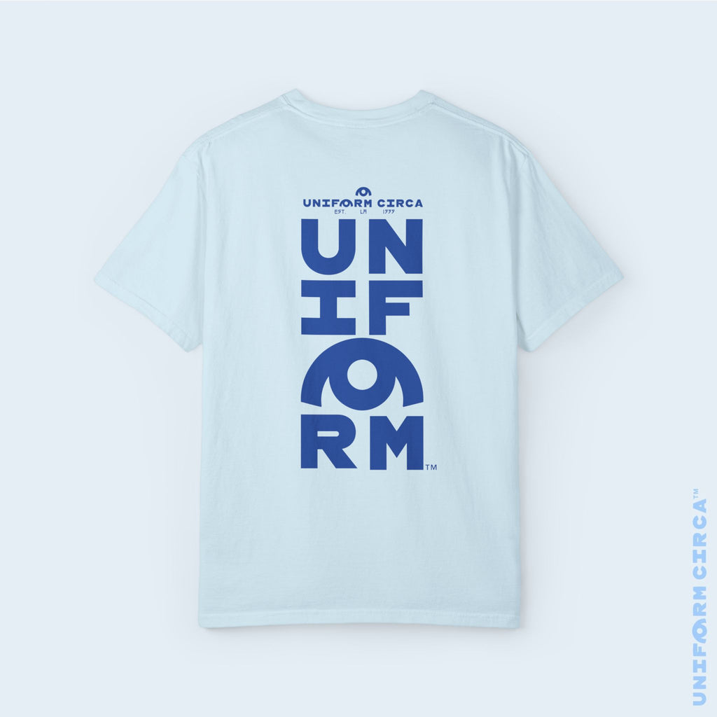 UC HALF STACK | Crewneck T-Shirt | Blue Print | Bold Minimalist Design