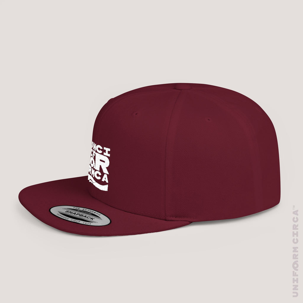 UC BOX STITCH | Embroidered White | Flat Bill Snapback