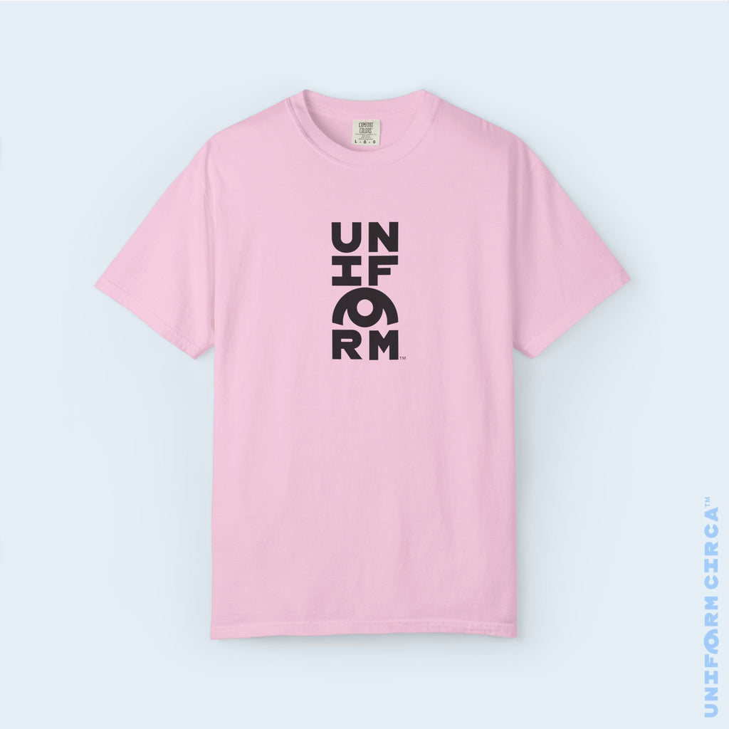 UNIFORM CENTER STACK | Crewneck T-Shirt | Printed Black | Bold Minimalist Design