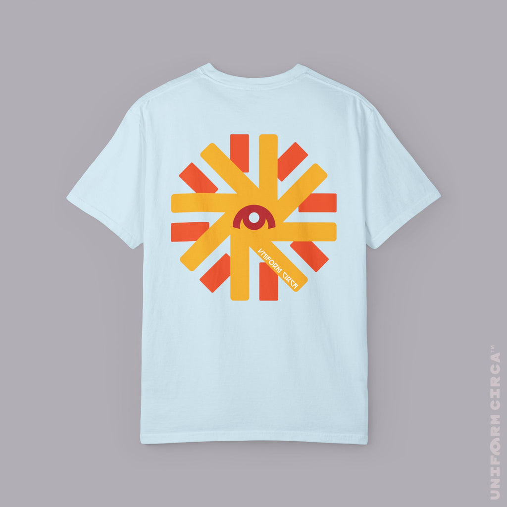 UC SUN BURST | Printed BLUE/RED | Unisex Garment-Dyed T-Shirt