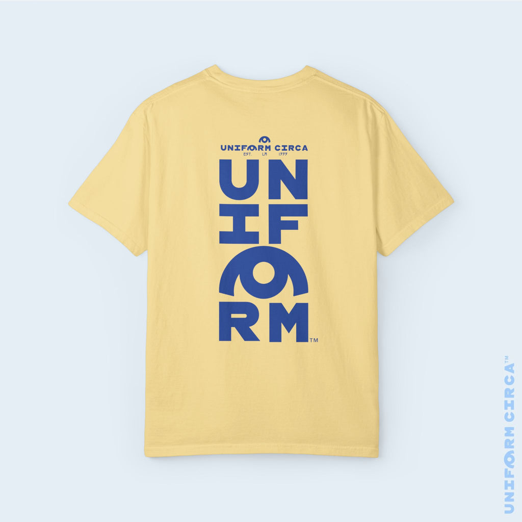 UC HALF STACK | Crewneck T-Shirt | Blue Print | Bold Minimalist Design