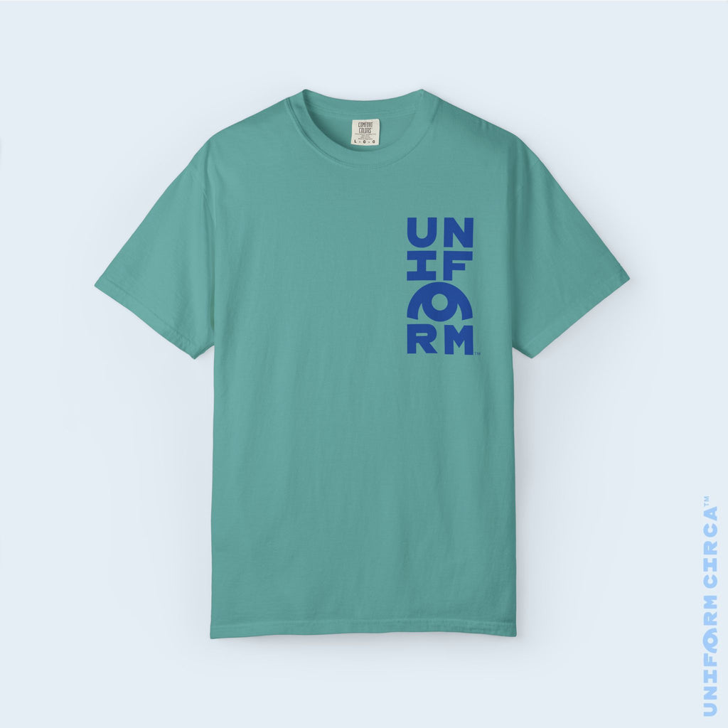 UC HALF STACK | Crewneck T-Shirt | Blue Print | Bold Minimalist Design