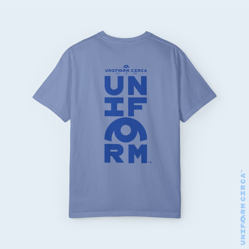 UC HALF STACK | Crewneck T-Shirt | Blue Print | Bold Minimalist Design